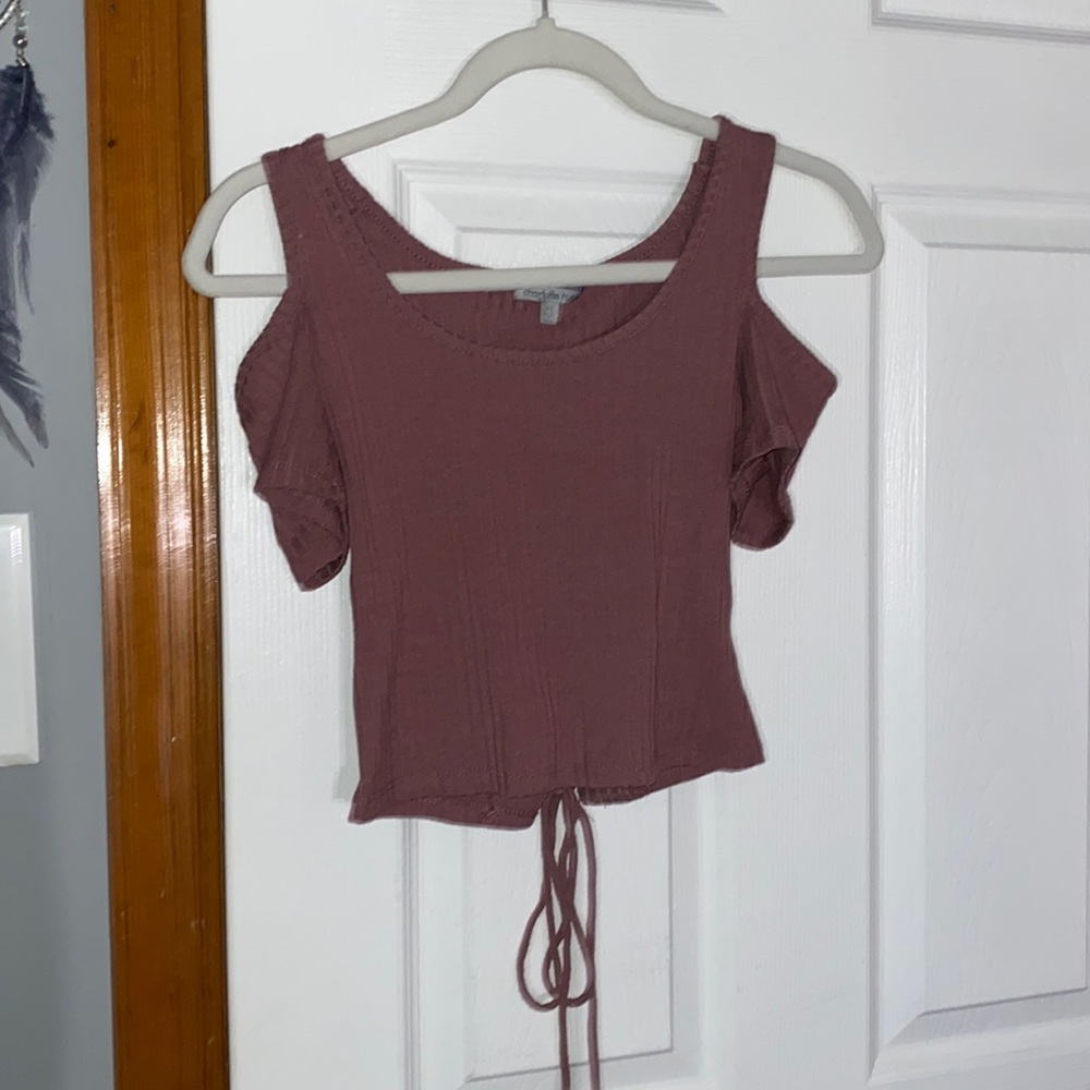 Lace up back cropped top